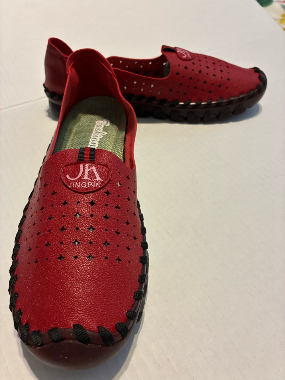 JINGPIN Red Loafers / women